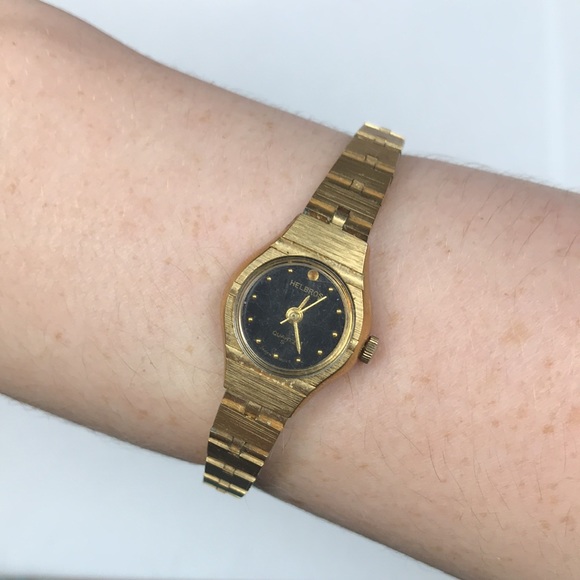 Helbros vintage yellow gold watch quartz Japan MCM